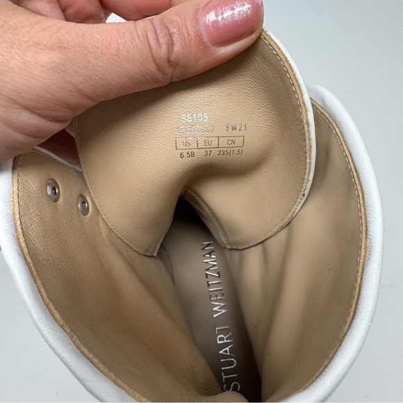 Stuart Weitzman White Quilted Lace Up Bootie - Picture 9 of 13